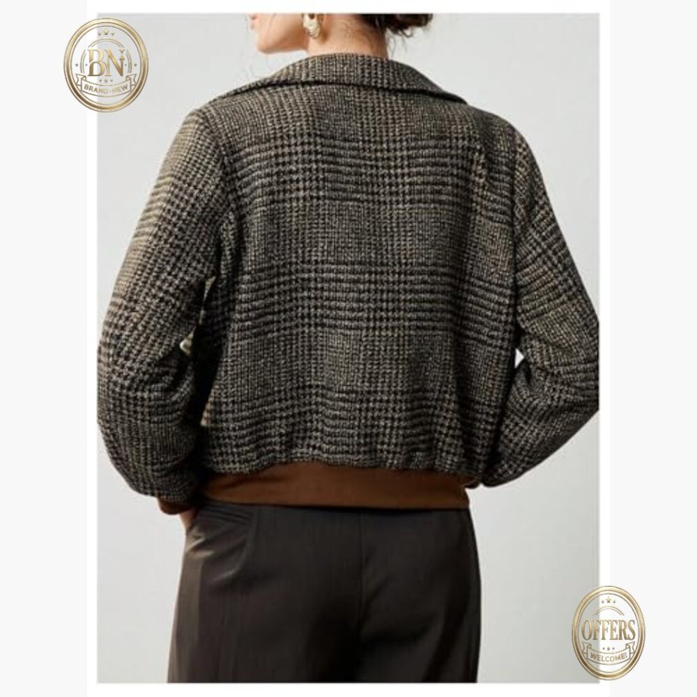 Polyester Blazer Plaid Button Down Casual Outerwe… - image 3